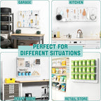 EVERHANGER Metal Pegboard Panels, Heavy Duty Pegboard Wall Organizer, Garage Wall Panels, Tool Storage Organization, 12"X16", 2pcs, White