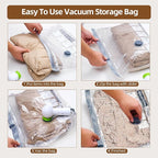 VACKFOX Travel Vacuum Storage Bags with Rechargeable USB Pump, 6 Pack Carry-On Size Compression Packing Bags for Luggage and Suitcase, Space Saver for Clothes and Clothing Travel