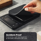 Greater Goods Coffee Scale with Timer – 0.1g Precision Digital Coffee & Espresso Scale for Pour-Over, Coffee Bean Weighing, Barista Brewing, Waterproof Cover, 3kg Capacity (Onyx Black)