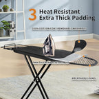 Ironing Board, 43x14 Inch Iron Board with Steam Rest, Heavy Duty Metal Frame Legs Ironing Table with Heat Resistant Cover Mat, Foldable Full Size Hanger Ironing Stand (Black, 52" L x 14" W x 34.6" H)