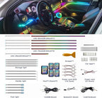 Acrylic Interior Car LED Strip Lights, Colorful 18-in-1 Car Ambient Lighting Kit, with Wireless APP Control, 622 LED Fiber Optic Strip Lights for Cars, Supports Neon Sync with Music DIY Mode.