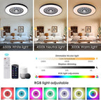 HUMHOLD 24" Bladeless Ceiling Fans with Lights and Remote/APP/Voice Control, Low Profile Ceiling Fan with RGB Lights, Enclosed Flush Mount Ceiling Fan for Kid's Bedroom/Living Room