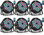 CO-Z Stage Lights 36 RGB LED Par Lights with Remote Control DJ Uplighting for Event Wedding Christmas Halloween Party Club Music Stage Lighting, 6 Pack