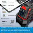 Symcode 2D Industrial Barcode Scanner with Charging Stand and Screen, 433Mhz 2-in-1 Bluetooth Wireless Hands-Free Barcode Reader Rugged Heavy Duty 2000 Feet Transmission Distance for Large Warehouse.