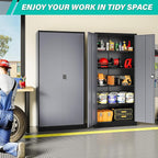 SISESOL Wide & Deep Metal Storage Cabinet with Lock & Adjustable Shelves,72" Gray Garage Storage Cabinet with Locking Doors,Locking Metal Cabinets for Home,Office,Shop,Garage 72x36x18