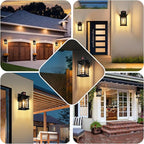 Motion Sensor Outdoor Wall Light Black, Dusk to Dawn Outside Porch Light Fixture Wall Mount, Waterproof Exterior Light Fixture with Seeded Glass, Matte Black Wall Sconce Lantern for House Patio Garage