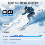 Cable Matters Unidirectional USB C to HDMI 2.1 Cable - 6ft, Support 4K@240Hz and 8K@60Hz, HDR - Thunderbolt 4, Thunderbolt 5, USB 4 Compatible with MacBook Pro, XPS, ThinkPad - Max 4K 60Hz on macOS