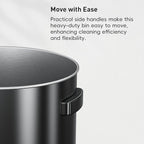 EKO 16-Gallon Round Black Stainless Steel Open Top Trash Can, Large Commercial Waste Bin with Detachable Lid and Carrying Handle, Brushed Metal Garbage Bin for Home, Office, Restaurant, Restroom