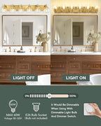 METWET Bathroom Light Fixtures, 6 Light Brushed Gold Vanity Light, 38 Inch Modern Wall Sconces with Globe Clear Glass Shade, Vanity Lighting Fixtures Over Mirror, VL195-BG-6