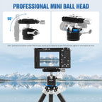 LEOFOTO Carbon Fiber Mini Table Tripod with Ball Head for Camera, Lightweight Desktop Tripod with Base, 1/4" Arca QR Plate for Phone Adaptor/Projector, Max Height 10.43", Max Load 11LB, MT-02C Plus