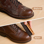 4 Pcs Horsehair Shine Shoes Brush Kit Polish Dauber Applicators Cleaning Leather Shoes Boots Care Brushes Suede Cleaner Brush with Microfiber Shoe Cloth(Wooden Style A)