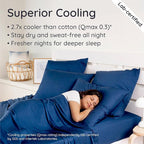 Bambaw King Sheet Set 6pcs – 100% Viscose Derived from Bamboo Sheets, Buttery Soft Bed Sheets, Cooling Sheets for Hot Sleepers, King Bed Sheets with Corner Straps, Fits Up to 16'' (Navy Blue)