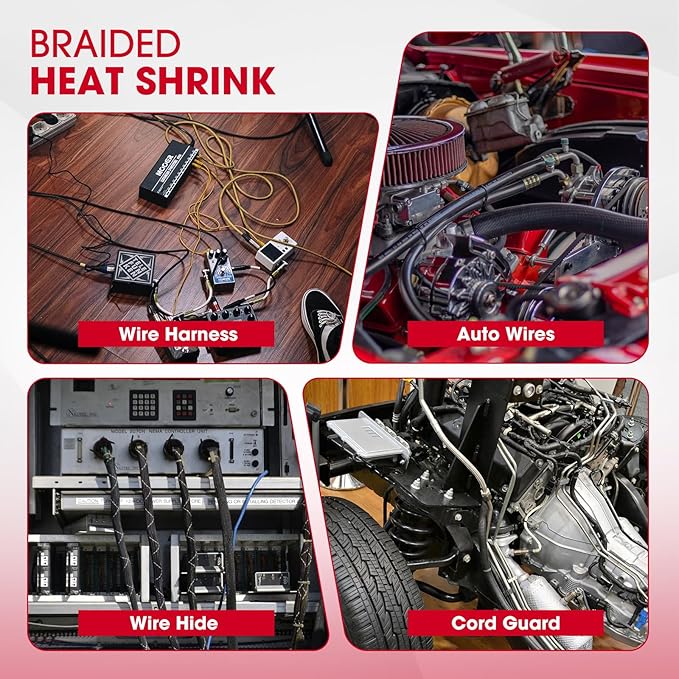 Sonoreboom 2 in 1 Heat Shrink Braided Sleeving Fabric Tubing-Ideal fit Irregular Shape Hose/Cable/Wire (45FT, 2"(50mm))