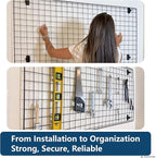 NACETURE Grid Wall Panels- 4 Pcs 2x4 ft Black Grid Wall Panel Display with 16 Gridwall Hooks & 10 S-Hooks, Space Saving Wire Mesh Panels for Retail, Garage, Home & Office Storage
