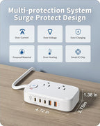 KWRNVO 7-in-1 Power Strip, 85W PD USB C Power Strip with 3 USB-C, 2 USB-A Ports and 2500W AC Outlet, Flat Plug Total 175W Essentials for Home/Office/College/Travel (White)