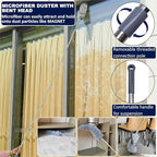 20+ Feet High Reach Duster Kit with 3-14 ft Extension Pole for Cleaning Fan, Spider Web, High Ceiling, Blinds, Furniture, Cars - Cobweb Microfiber Duster // Outdoor & Indoor Extendable Duster
