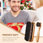 2 Pcs Horsehair Shine Shoes Brush Kit Polish Dauber Applicators Cleaning Leather Shoes Boots Care Brushes Suede Cleaner Brush(Wooden Style F)
