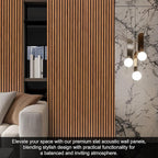 QDYMXUN Wood Slat Acoustic Wall Panels, 4-Pack 94.5'' x 7.9'' 3D Fluted Sound Absorbing Paneling for Interior Accent Wall Decor, Living Room (Natural Walnut)