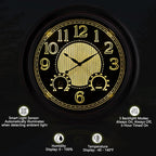 Koosome Outdoor Clocks Waterproof 18 Inch, Large Wall Clock with Thermometer & Hygrometer, Illuminated Battery Operated Clock with Smart Sensor for Patio, Pool, Garden, Porch, Living Room