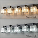 FDPBY Modern Black Crystal Bathroom Vanity Light - 5-Lights Wall Light Fixtures