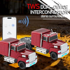 WSTER American Truck Bluetooth Speaker with HD Sound, TWS Pairing, LED Party Light, Operation Panel, Built-in Mic, Portable Car Model Speaker for Parties, Beach, Outdoor Activities (RED)