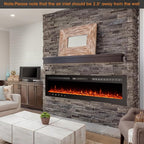 70 inch Ultra-Thin Electric Fireplace Recessed and Wall Mounted with Touch Screen Control Panel/Remote Control- Timer,Realistic 5 Flame - Log & Crystal Hearth Options