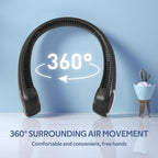 Portable Neck Fan, Hands Free Bladeless, 360° Cooling Personal Fan,Wearable Quiet Fan for Outdoor Indoor, Birthday Gifts for Men Women Mom Dad, 4000mAh Battery USB Rechargeable, 3-Speeds( Black)