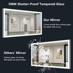 YEELAIT 24x36 Inch LED Bathroom Mirror with Lights (Front Lit and Backlit) Black Framed Lighted Vanity Mirror for Bathroom Wall Dimmable Anti-Fog Memory Tempered Glass Horizontal/Vertical