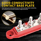 Bolipoeq Bus Bar 250A 12V Power Distribution Block 4 x 5/16"(M8) Studs for Automotive Marine Car Audio, 12 Volt Battery Busbar Terminal Block with Waterproof Cover (Pack of 2, Positive & Negative)
