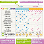 QUOKKA Behavior Chore Chart for Multiple Kids -7x10 inch Magnetic Board Also Hangs on The Wall - Includes 2 Charts and Accessories - Accommodates All Ages from Toddlers to Teens
