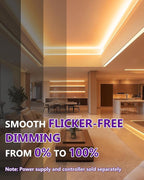 HitLights COB LED Strip Lights Warm White, 12V Tape Light 2700K 16.4ft, 2640 LEDs, 426 lm/ft, CRI 90+, IP30, Premium High Density Lighting for Kitchen, Cabinets, UL Listed (Power Source Not Included)