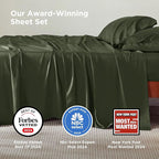 Bedsure Full Size Bed Sheets, Cooling Sheets, Rayon Derived from Bamboo, Breathable & Soft, Deep Pocket Up to 16 Inches, Hotel Luxury Silky Bedding for Hot Sleepers, Olive Green