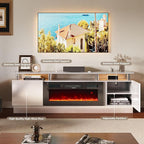 oneinmil 36" Electric Fireplace Integrated TV Stand - 70" 2-Tier Console for TVs up to 80", Ideal for Living Room Settings, Gray