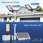 OKPRO 12000W Solar Street Lights Outdoor - 6500K Commercial Parking Lot Dusk to Dawn, Heavy Duty Split Type Solar Lights Outdoor Waterproof with Remote Control for Driveway, Outside(2Pack)