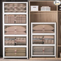 Extra Large Stackable Storage Bins with Lids & Wheels, 1344QT-168QT/42GAL*4Pack Foldable Collapsible Closet Organizers Storage Cabinet with Doors for Bedroom Dorm