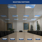4 Pack 2x4 LED Flat Panel Light Drop Ceiling Fixture with Cloud Design, 7000LM Tunable 20W-40W, 3000K-6500K 0-10V Dimmable Skylight Recessed Fixture for Office Shop, ETL & DLC 24x24 Inch LED Panel