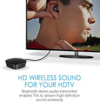 MEE audio Connect Bluetooth Audio Transmitter for up to 2 Wireless Headphones/Speakers, Bluetooth Streamer Adapter with AptX Low Latency for TV/PC/Airplane/Gym with 3.5mm/AUX/RCA/Optical Input