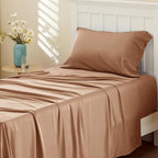 Bedsure Cooling Sheets Twin XL, Rayon Derived from Bamboo, Breathable & Soft Twin XL Sheet Sets, Deep Pocket Up to 16 Inches, Hotel Luxury Silky Dorm Bedding for Hot Sleepers, Khaki
