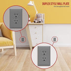 ENERLITES Duplex Receptacle Wall Plate, Electrical Outlet Covers, Gloss Finish, Mid-Size 1-Gang 4.88" x 3.11", Polycarbonate Thermoplastic, UL Listed, 8821M-GY-10PCS, Gray, 10 Pack, 10 Count