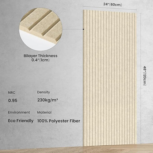 5 Pack Acoustic Panels, 48 x 24x 0.4 Inch Sound Proof Panels for Walls, Premium Wall Sound Absorbing Panels, Decorative Sound Dampening Panels for Media Room, Office and Studio,Camel