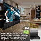 Elite Screens Kestrel Tab-Tension Pro CineGrey 4D, 135" Diag., 16:9 Aspect Ratio, ISF Certified 4K/8K Ultra HD Electric Floor-Rising Motorized Tab-Tensioned Front Projector Screen, FTE135H3-C4D