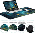 LIMKRIAN Ergonomic Mouse Pad Set Large Desk Matt for Desktop, Gaming Mouse Pad Wrist Rest Keyboard Mat Cup Coaster Set Cute Office Desk Decor Accessories for Women, Firefly Forest