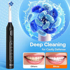 Bitvae R1 Rotating Electric Toothbrush with 8 Brush Heads for Adults and Kids, 60-Day Battery Life, 5 Modes Rechargeable Power Toothbrush with 2-Minute Smart Timer, Black