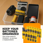Storacell Slimline AA-6 Battery Storage Caddy and Dispenser (Pack of 2), Yellow, Holds 6 AA Batteries (Not Included), Durable & Compact Design, The Original Battery Caddy, Made in The USA