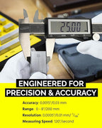 iGAGING EZCal Digital Caliper 0-8"/200 mm - IP54 Electronic Caliper with Extra-Large LCD Display - Quick & Accurate Measurements in Inch, Metric, & Fraction Modes - Includes Case, Manual, & Battery