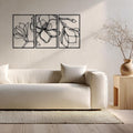 Wita Home Poppy Flower Metal Wall Art, 3-Panel Botanical Line Design, Modern Floral Wall Decor for Living Room, Bedroom, Office, Indoor & Outdoor Display (48×23 inches)