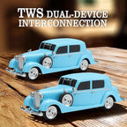 WSTER Vintage Car Bluetooth Speaker, Retro Classic Model with Powerful Sound, Built-in Mic, TWS Dual Pairing, Multi-Interface Output, Portable Wireless Outdoor Speaker for Parties & Beach (Blue)