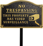 Morgtta No Trespassing - This Property Has Video Surveillance,Home Security Camera Sign with Stakes, Heavy Duty Material, Embossed Letters, 11.5"×7.5” with 31.5" Post and Upgraded Stainless Screws