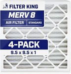 Filter King 9.5x9.5x1 Air Filter | 4-PACK | MERV 8 HVAC Pleated A/C Furnace Filters | MADE IN USA | Actual Size: 9.5 x 9.5 x .75"