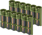 Storacell Slimline AA-6 Battery Storage Caddy and Dispenser (Pack of 2), Military Green, Holds 6 AA Batteries (Not Included), Durable & Compact Design, The Original Battery Caddy, Made in The USA